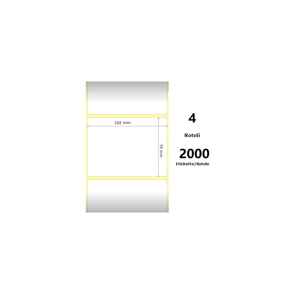 White 102x76mm, 2000 Et/Rotolo Z-1000D 4x3x 3 Core,circonferenza 178mm ZE10000302
