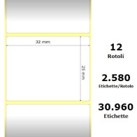 White 32x25mm, 2580 Et/Rotolo Z-2000D 1.3x1x1 Core,circonferenza 108mm ZE800261-105