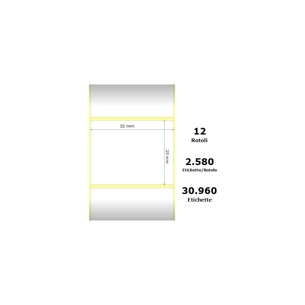 White 32x25mm, 2580 Et/Rotolo Z-2000D 1.3x1x1 Core,circonferenza 108mm ZE800261-105