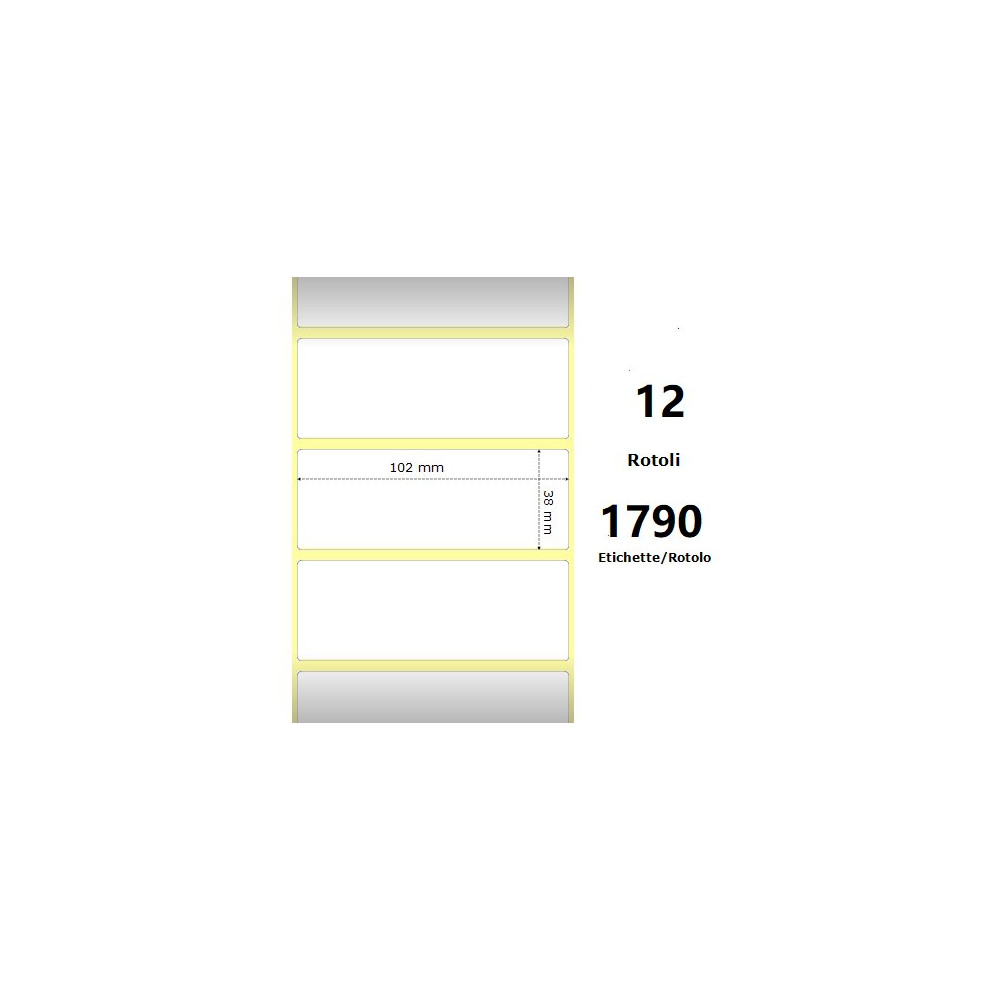 White 102x38mm,1790 Et/Rotolo Z-1000D, 4x1.5x1Core,circonferenza 111mm ZE880191-038D