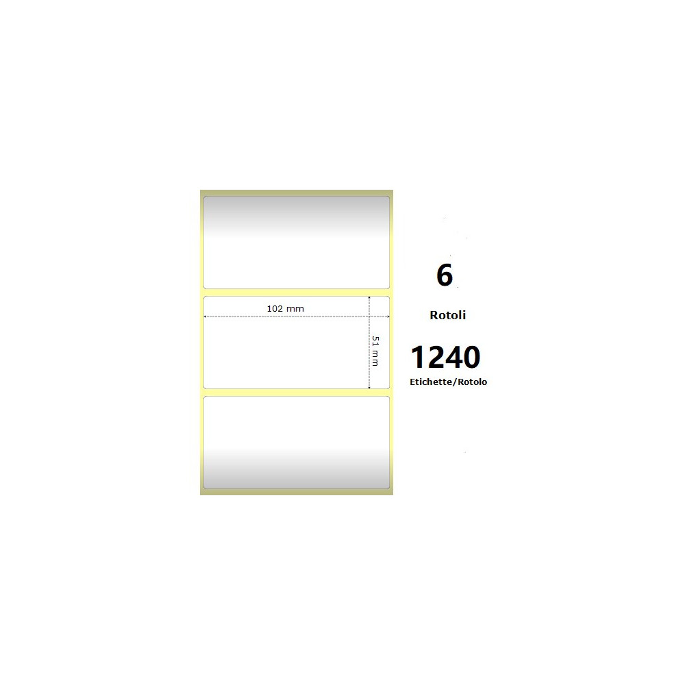 White 102x51mm, 1240 Et/Rotolo Z-2000D 4x2x 1 Core,circonferenza 106mm ZE10010031