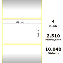 White 102x63.5mm,2510Et/Rotolo Z-1000D, 4x2.5x3Core ,4 Rolls ZE3002654