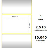 White 102x63.5mm,2510Et/Rotolo Z-1000D, 4x2.5x3Core ,4 Rolls ZE3002654