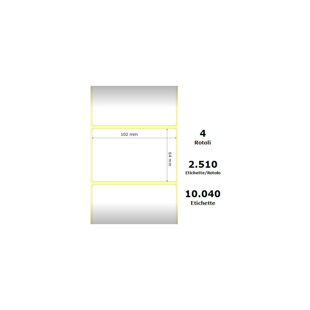 White 102x63.5mm,2510Et/Rotolo Z-1000D, 4x2.5x3Core ,4 Rolls ZE3002654