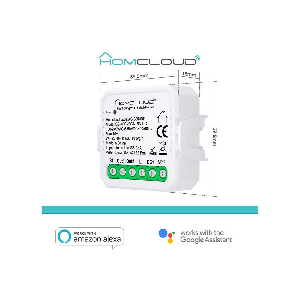 Modulo Interruttore/Pulsante Mini AC/DC Wi-Fi AS-SBMDR