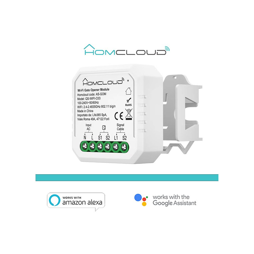 Modulo Cancelli/Garage ed Elettroserrature Wi-Fi 1CH incasso AS-GOM