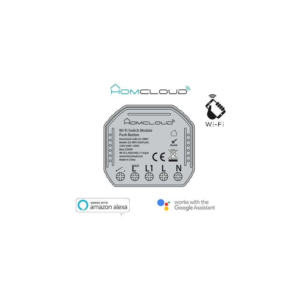 Modulo Pulsante&Interruttore 1CH Wi-Fi da incasso AS-SBM1
