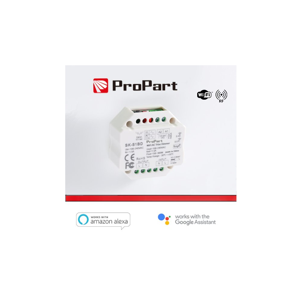 Modulo Smart Dimmer 220V AC Triac 1CHx1.5A Wi-Fi+RF 2.4G SK-S1BD