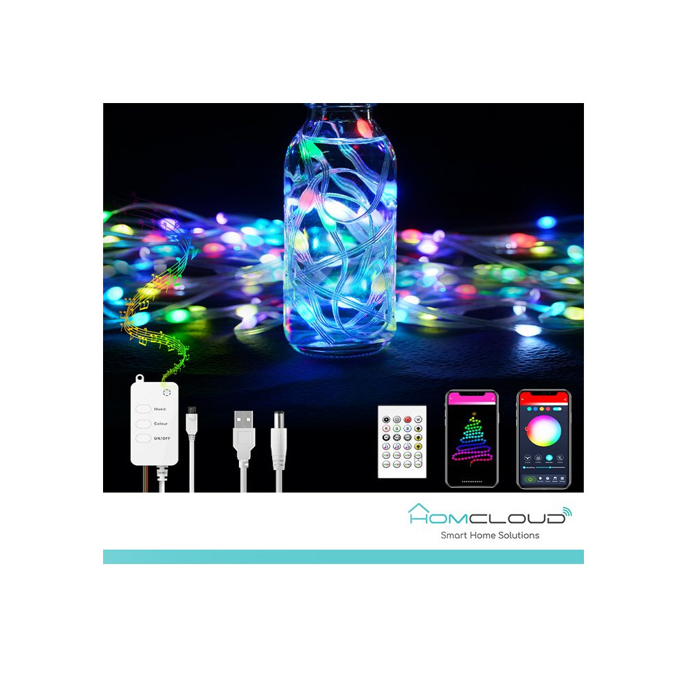 Corda in PVC di Luci Decorative Smart RGB-IC OUTDOOR Wi-Fi + Bluetooth 10M IP65 HY-F10M