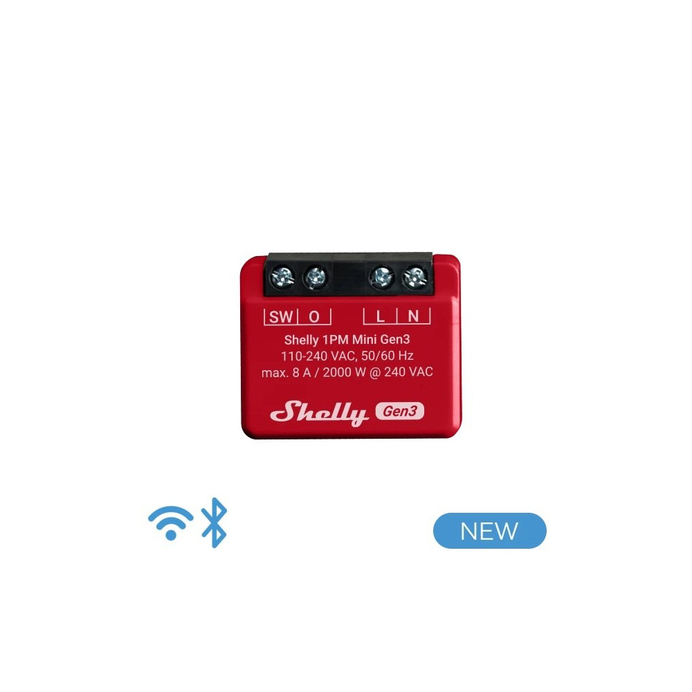 Shelly Mini 1PM Gen3 - Smart Relay 8A AC WiFi/BT/Matter + PM SH-MINI1PMG3