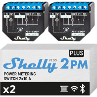 Shelly Plus 2PM DOUBLE PACK - Smart Relay 16A AC/DC WiFi/BT + PM SH-PLUS2PM2P