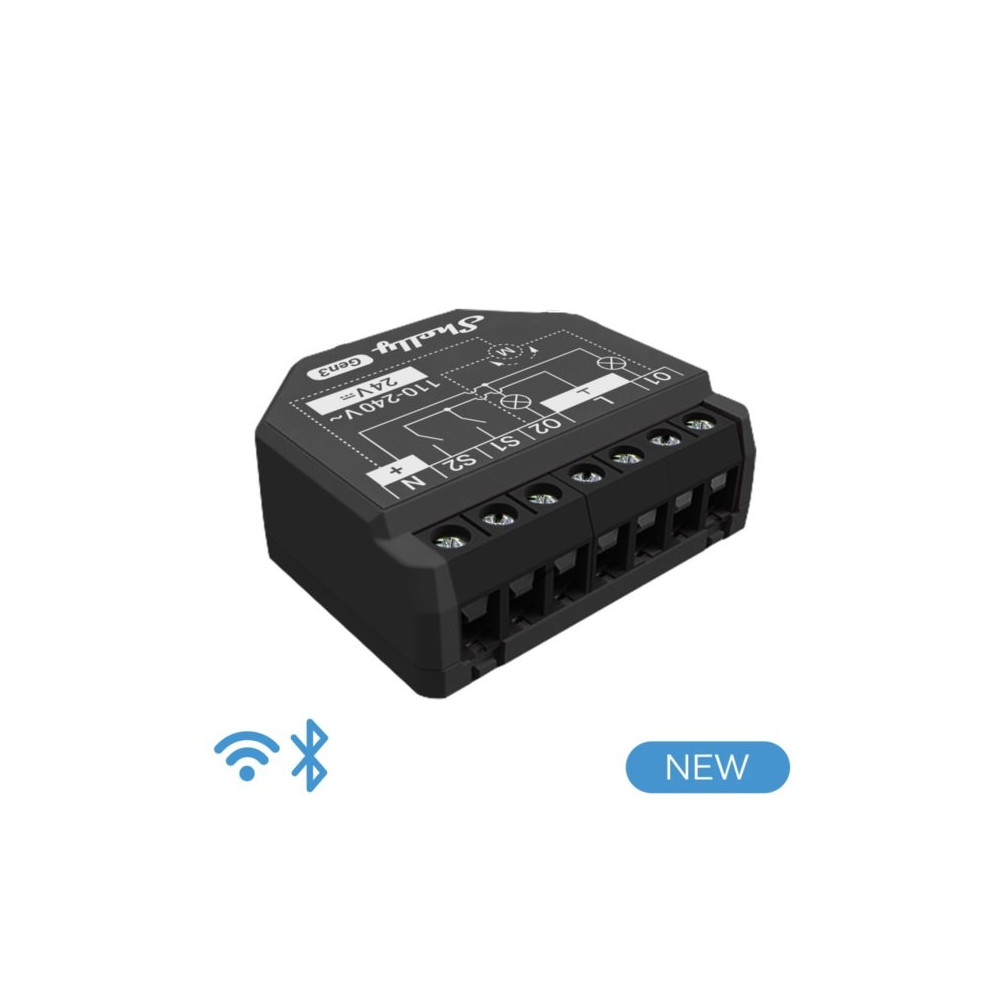 Shelly Plus 2PM Gen3 - Smart Relay Tapparelle 16A AC/DC WiFi/BT/Matter + PM SH-PLUS2PMG3
