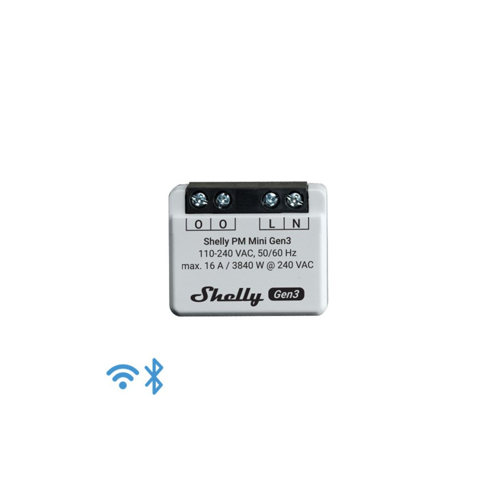 Shelly Mini PM Gen3 - Solo misurazione consumi Wi-FI/BT (no relay/no input) Gen3 SH-MINIPPMG3