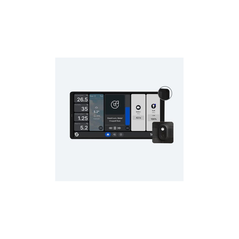 Shelly Pannello a muro grande Wall Display X2 Nero + Sensore BLU H&T Nero SH-WALLBKIT2X