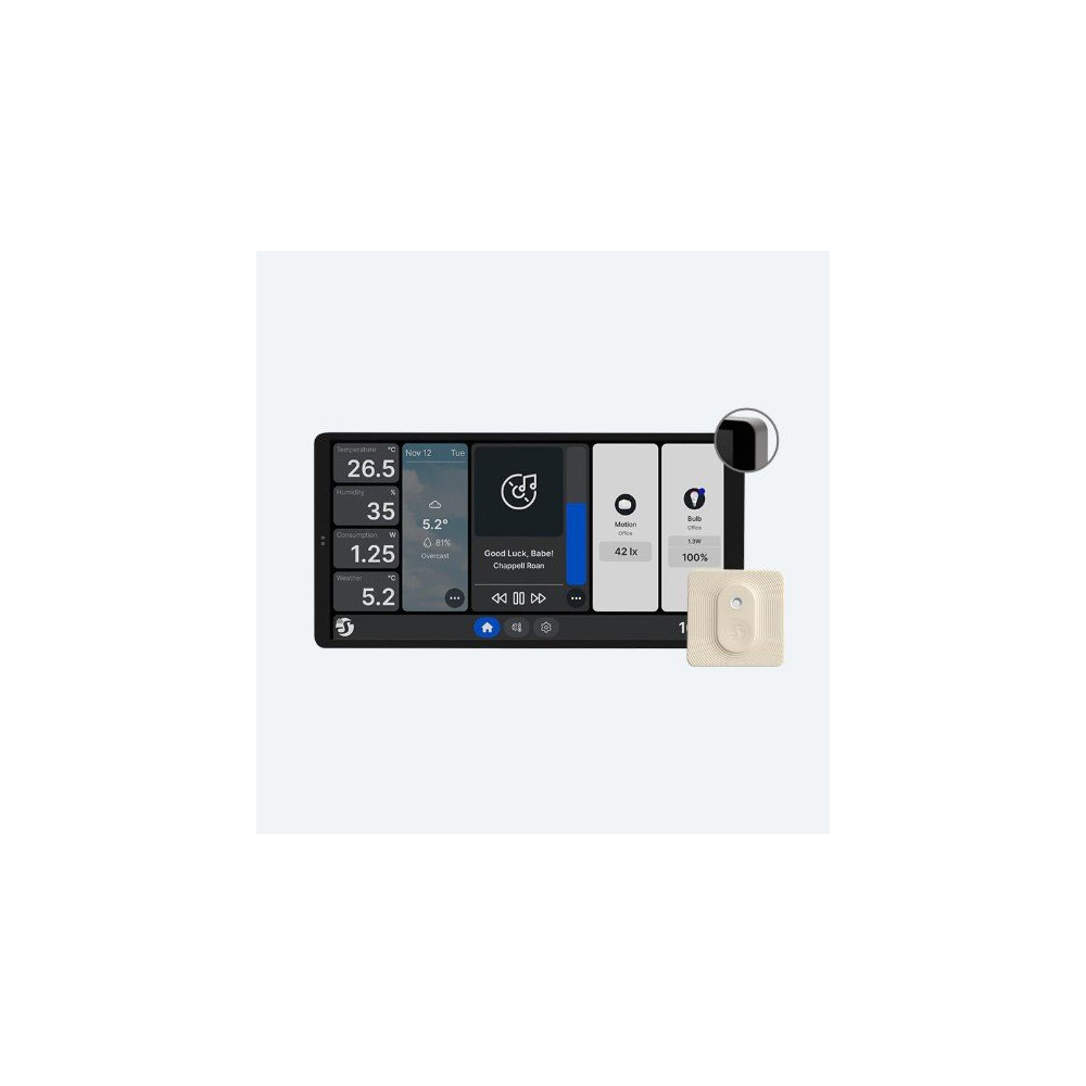 Shelly Pannello a muro grande Wall Display X2 Grigio + Sensore BLU H&T Avorio SH-WALLSKIT2X