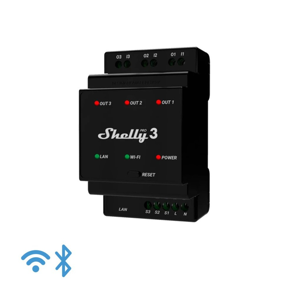 Shelly Pro 3 - IP Smart Relay contatto pulito DIN 3ch. LAN/WiFi/BT SH-PRO3