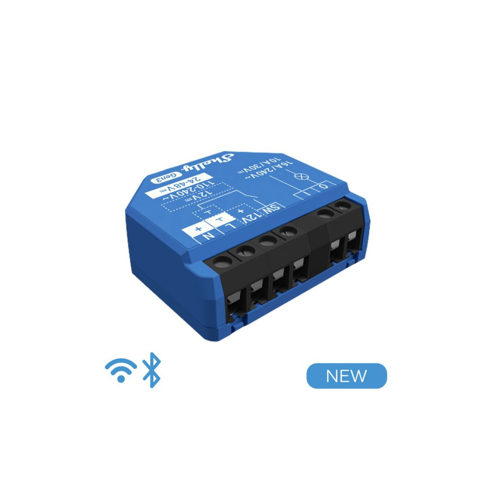 Shelly 1 Gen3 - Smart Relay contatto pulito 16A AC/DC WiFi/BT/Matter SH-PLUS1G3