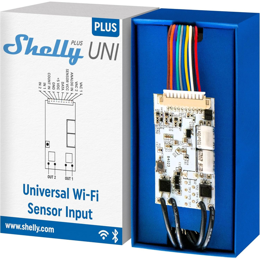 Shelly Plus Uni | Modulo Intelligente con Contatti Puliti Gestito via Wi-Fi e BL SH-UNIPLUS