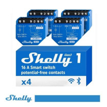 Shelly 1 Gen3 - Smart Relay contatto pulito 16A AC/DC WiFi/BT/Matter 4PACK SH-PLUS1G34P