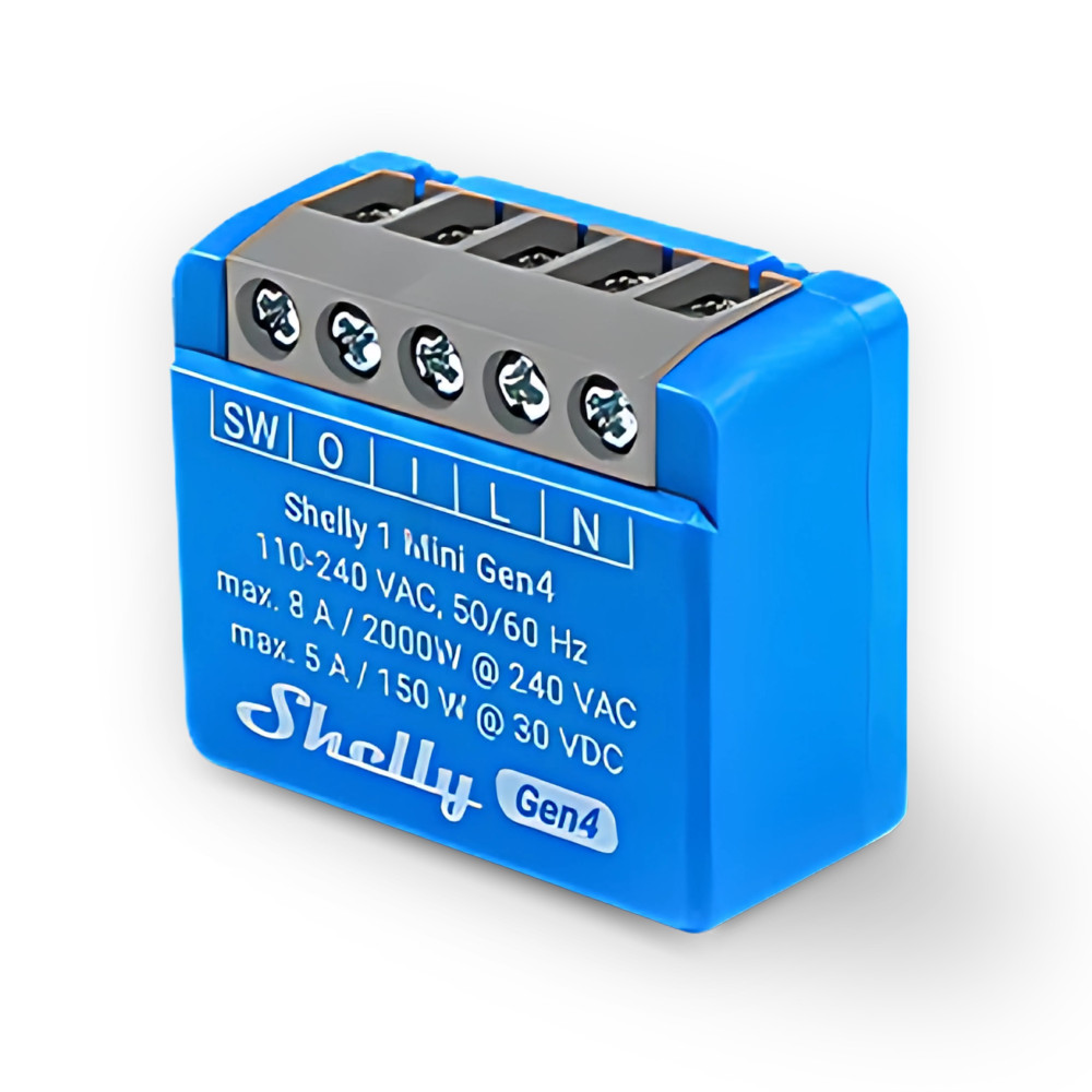 Shelly 1 Mini Gen4 - Smart Relay contatto pulito 8A AC/DC WiFi/BT/Matter/Zigbee SH-S1MINIG4