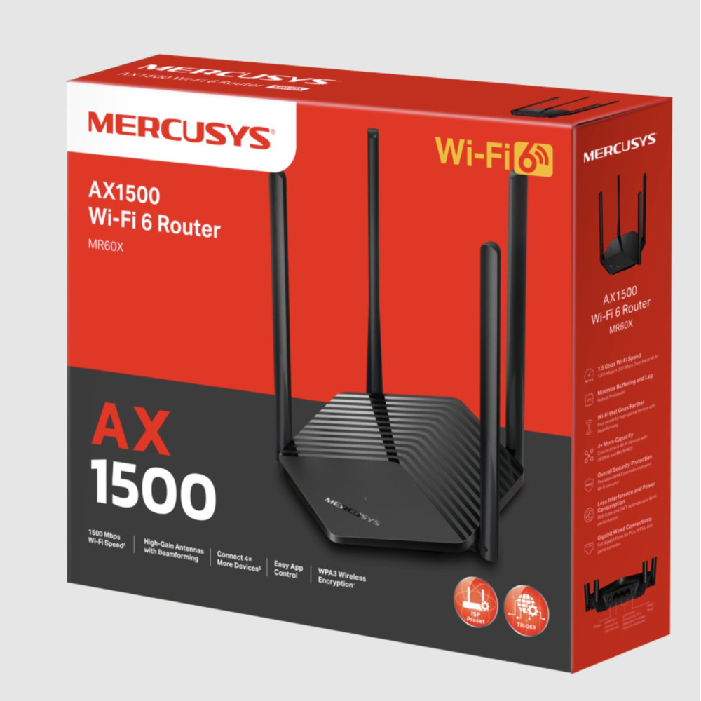 Mercusys Router AX1500 WiFi 6 Agile Config - MR60X MS-MR60X