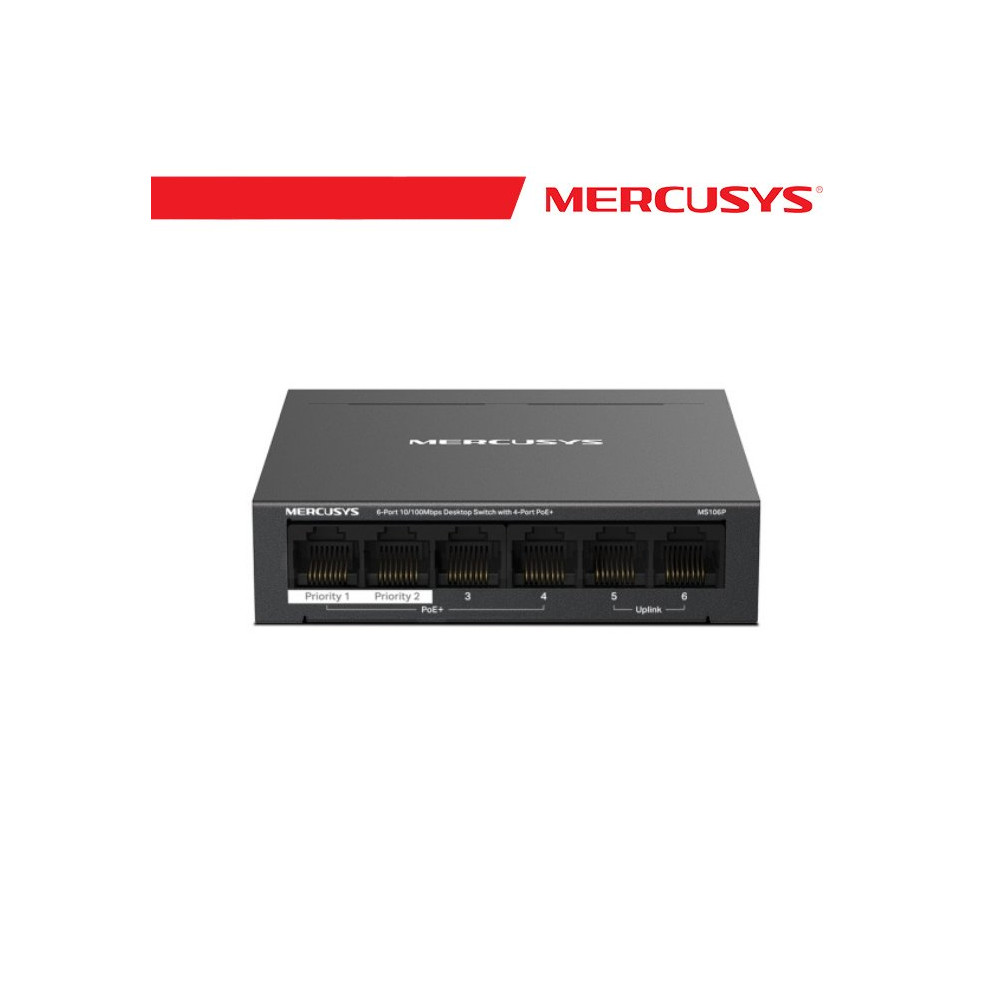 Mercusys 6-Port 10/100Mbps Desktop Switch with 4-Port PoE+ - MS106P MS-MS106P