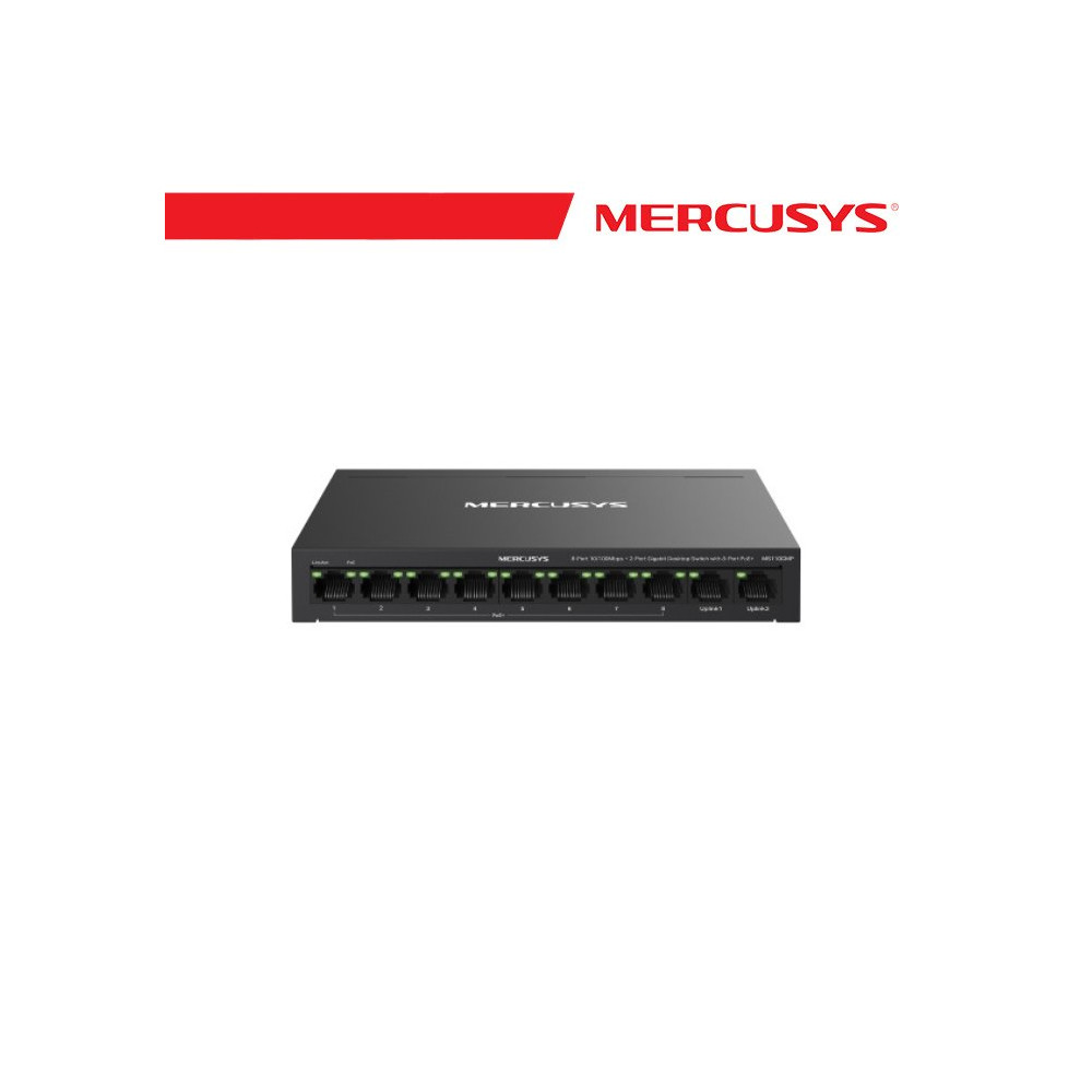 Mercusys 8-Port PoE+ 10/100 Mbps + 2 Gigabit  Port Switch - MS110CMP MS-MS110CMP