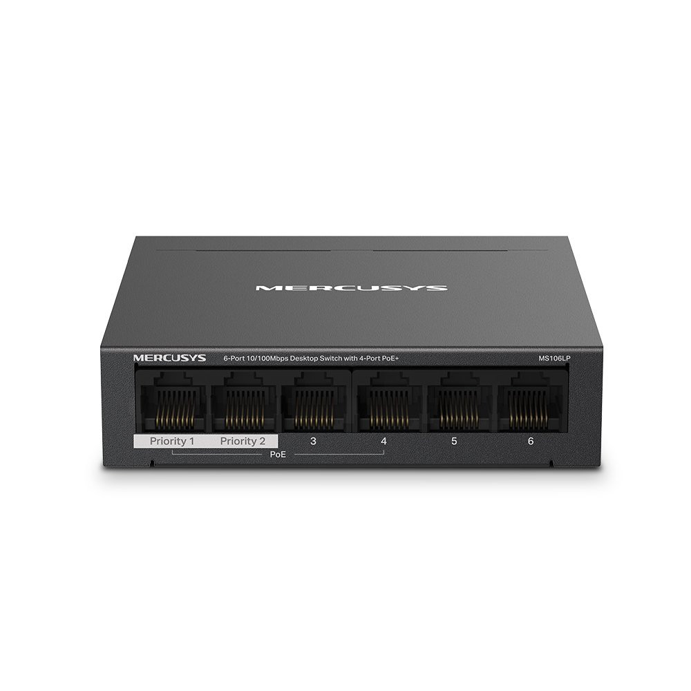 Switch Desktop 6 Porte 10/100Mbps con 4 Porte PoE+ MS-MS106LP