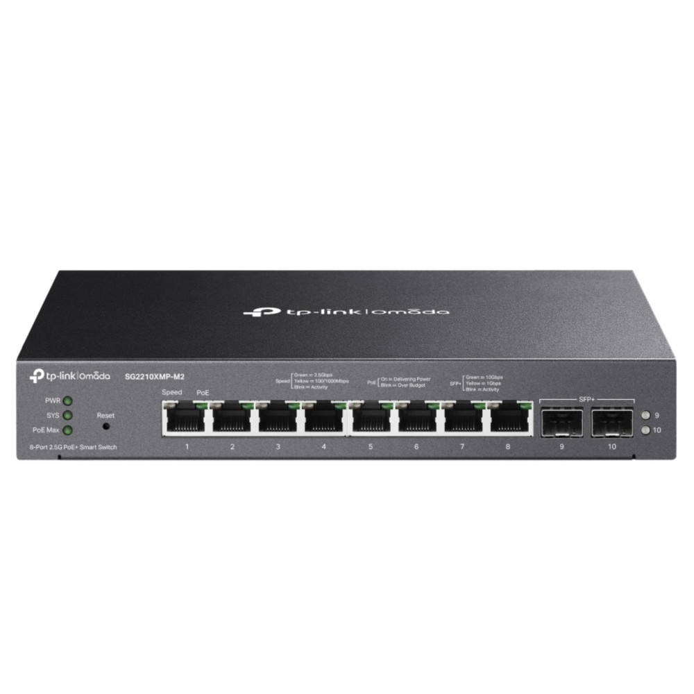 Omada Switch Smart 8 Porte 2.5GBASE-T PoE+, 2 Porte 10GE SFP+ - SG2210XMP-M2 OMA-SG2210XMPM2