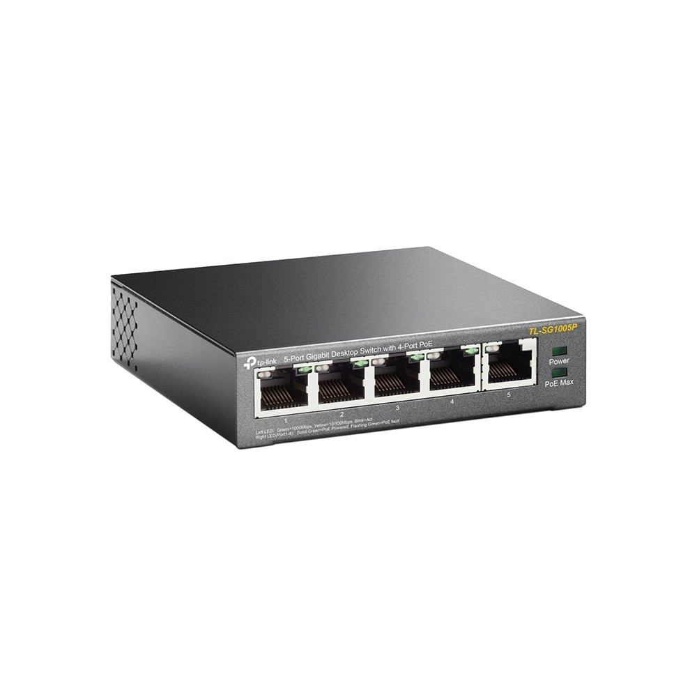 TP-Link Switch PoE Gigabit 5 porte, 4 porte PoE, Max 56W - TL-SG1005P TL-SG1005P