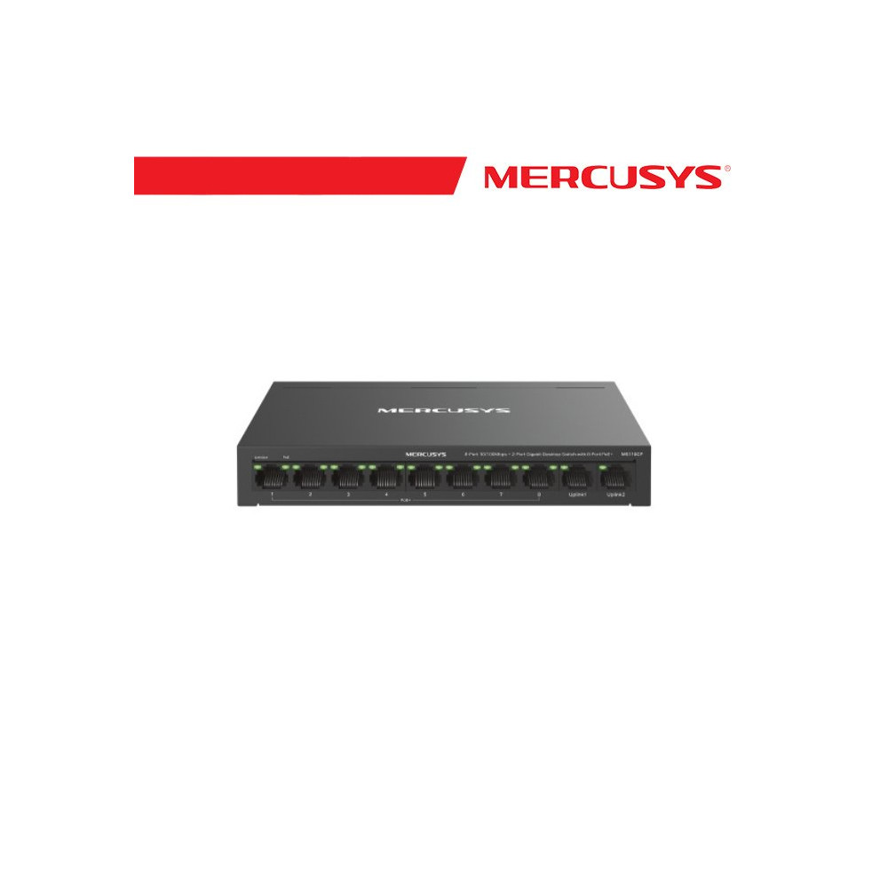 Mercusys 8-Port PoE+ 10/100 Mbps + 2 Gigabit Port Switch - MS110CP MS-MS110CP