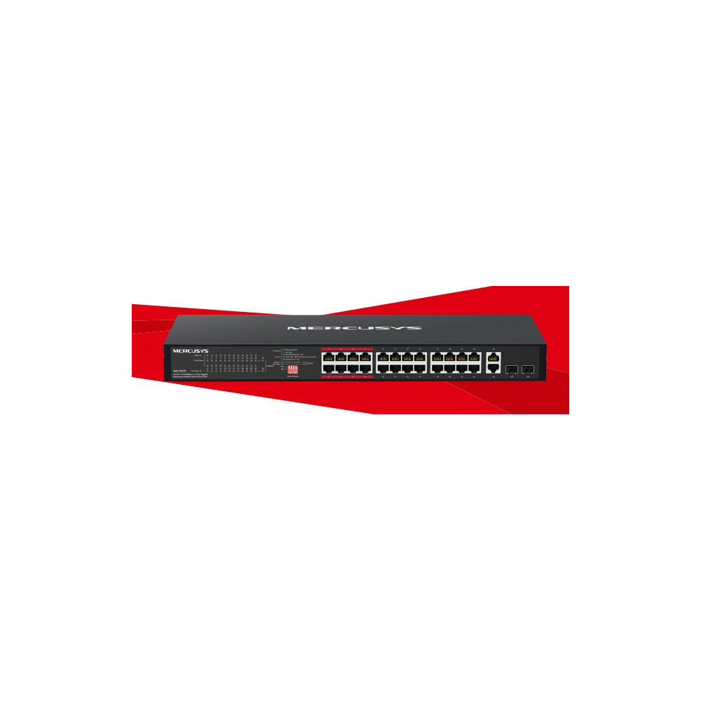 24-Port 10/100Mbps + 2-Port Gigabit Rackmount Switch with 24-Port PoE+ MS-MS126CP