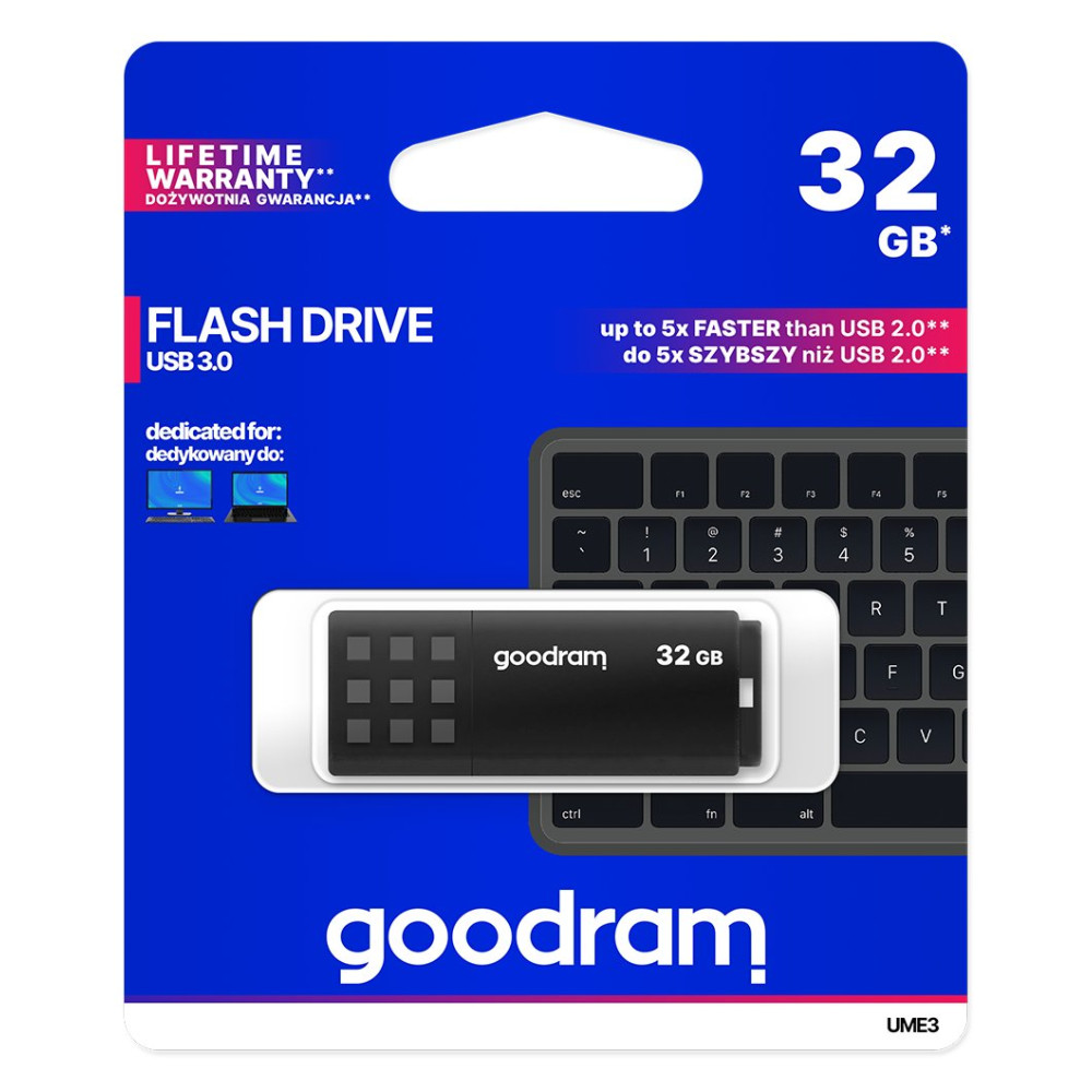 GoodRAM Pendrive 32GB BLACK USB 3.0 - retail blister - UME3-0320K0R11 GRUME3-0320K0R1