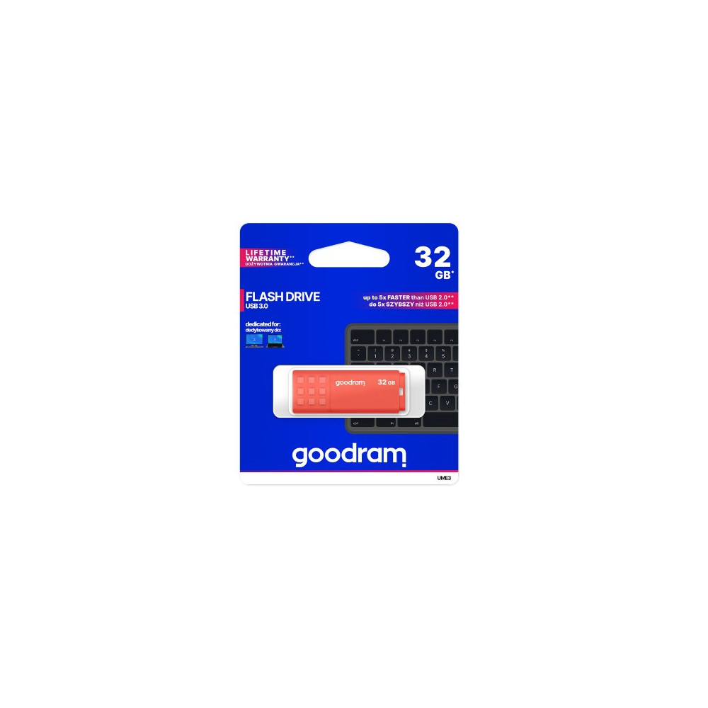 GoodRAM Pendrive 32GB UME3 orange USB 3.0 - retail blister - UME3-0320O0R11 GRUME3-0320O0R1