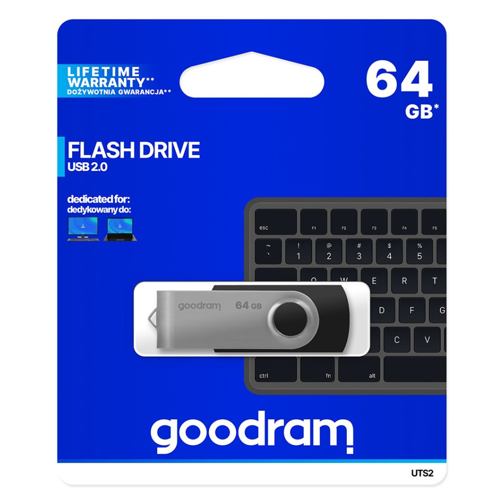 GoodRAM Chiavetta/Pendrive USB Twister 64GB nera USB 2.0 - UTS2-0640K0R11 GRUTS2-0640K0R1