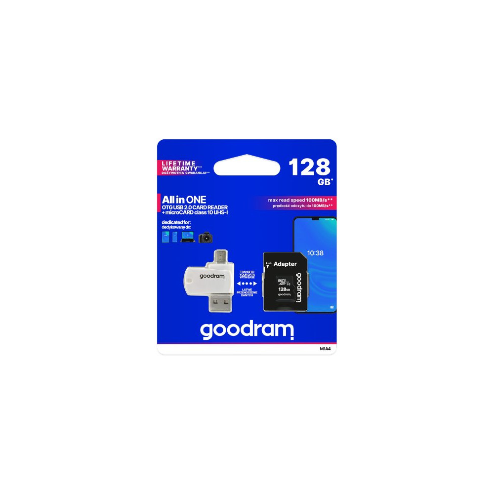 GoodRAM microSD 128GB class 10 + adpter + card reader - blister - M1A4-1280R12 GR-M1A4-1280R11