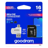GoodRAM microSD 16GB class 10 + adpter + card reader - blister - M1A4-0160R12 GR-M1A4-0160R11