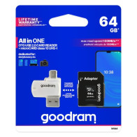 GoodRAM microSD 64GB class 10 + adpter + card reader - blister - M1A4-0640R12 GR-M1A4-0640R11