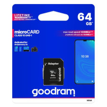 GoodRAM microSD 64GB class 10 UHS I + adapter - retail blister - M1AA-0640R12 GR-M1AA-0640R11