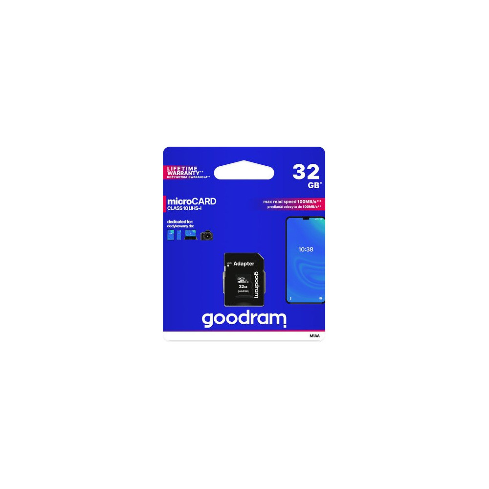 GoodRAM microSD 32GB class 10 UHS I + adapter - retail blister - M1AA-0320R12 GR-M1AA-0320R11