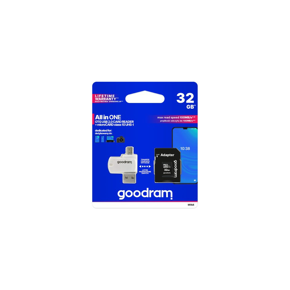 GoodRAM microSD 32GB class 10 + adpter + card reader - blister - M1A4-0320R12 GR-M1A4-0320R11
