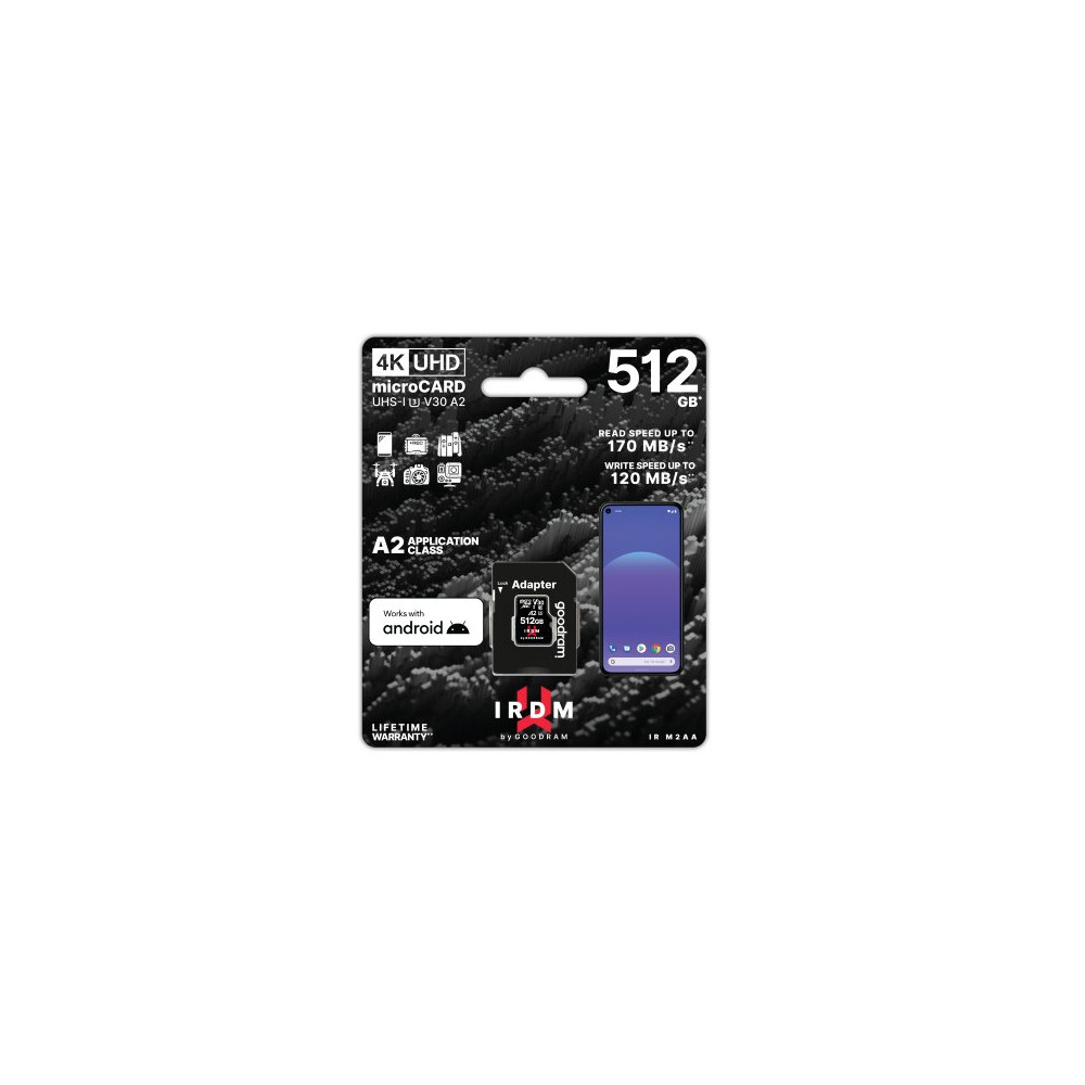 GoodRAM microSD IRDM 512GB UHS I U3 A2 + adapter - IR-M2AA-5120R12 GR-M2AA-5120R12