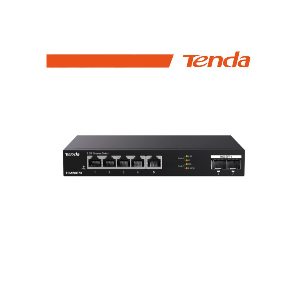 Tenda Switch 2.5G - 7 porte (5 porte 2.5GE + 2 porte 10G SFP+) Desktop | TEM2007X NT-TEM2007X