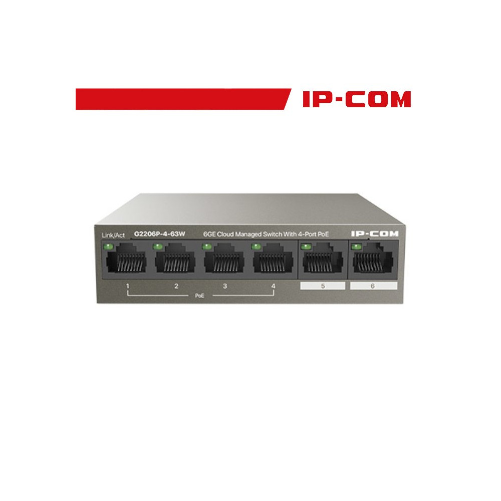 IP-COM Switch Gigab PoE cloud managed L2-6 port(4GE PoE+2GE)ProFi | G2206P-4-63W IC-G2206P-63