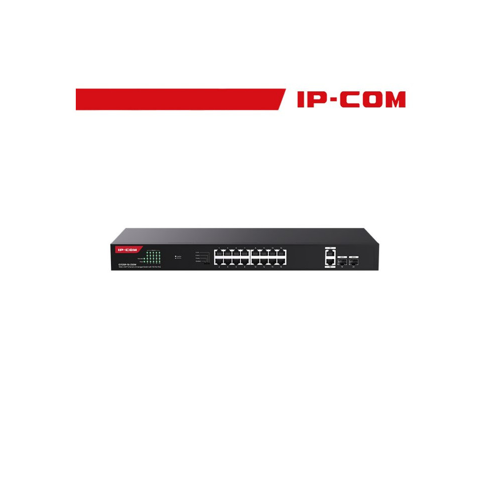 IP-COM Switch Gigabit PoE - 20 porte (16 GE PoE + 2 GE + 2 SFP) | G1120P-16-250W IC-G1120P-250