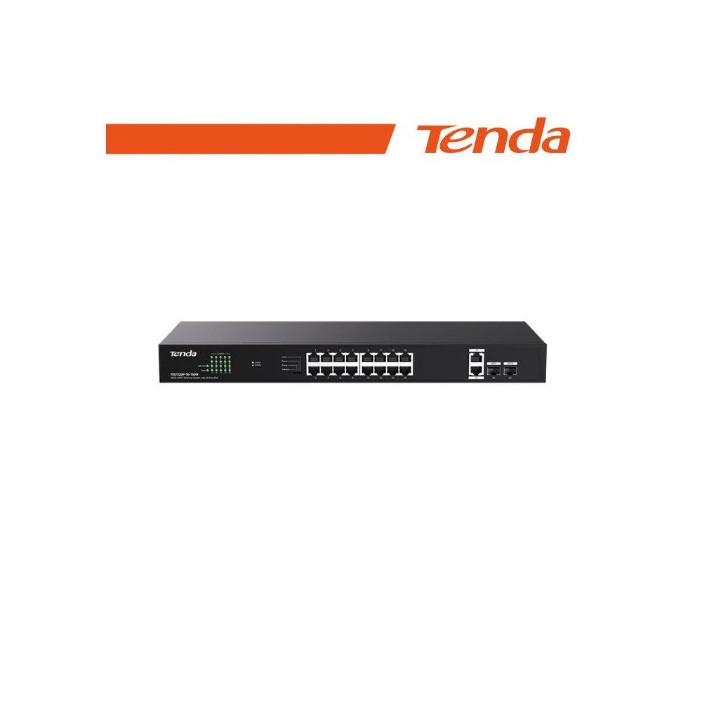 Tenda Switch Gigabit PoE - 20 porte (16 GE PoE + 2 GE + 2 SFP) | TEG1120P-16-150W NT-TEG1120P-150