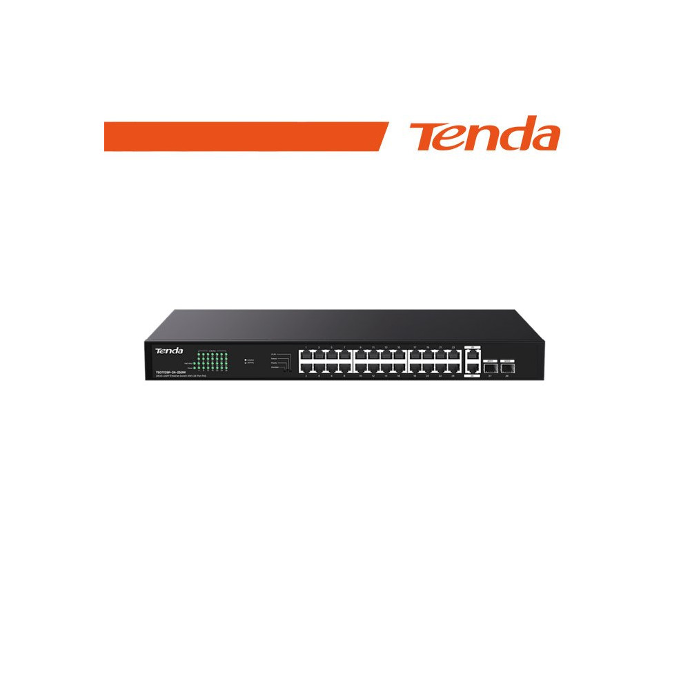 Tenda Switch Gigabit PoE - 28 porte (24 GE PoE + 2 GE + 2 SFP) | TEG1128P-24-250W NT-TEG1128P-250