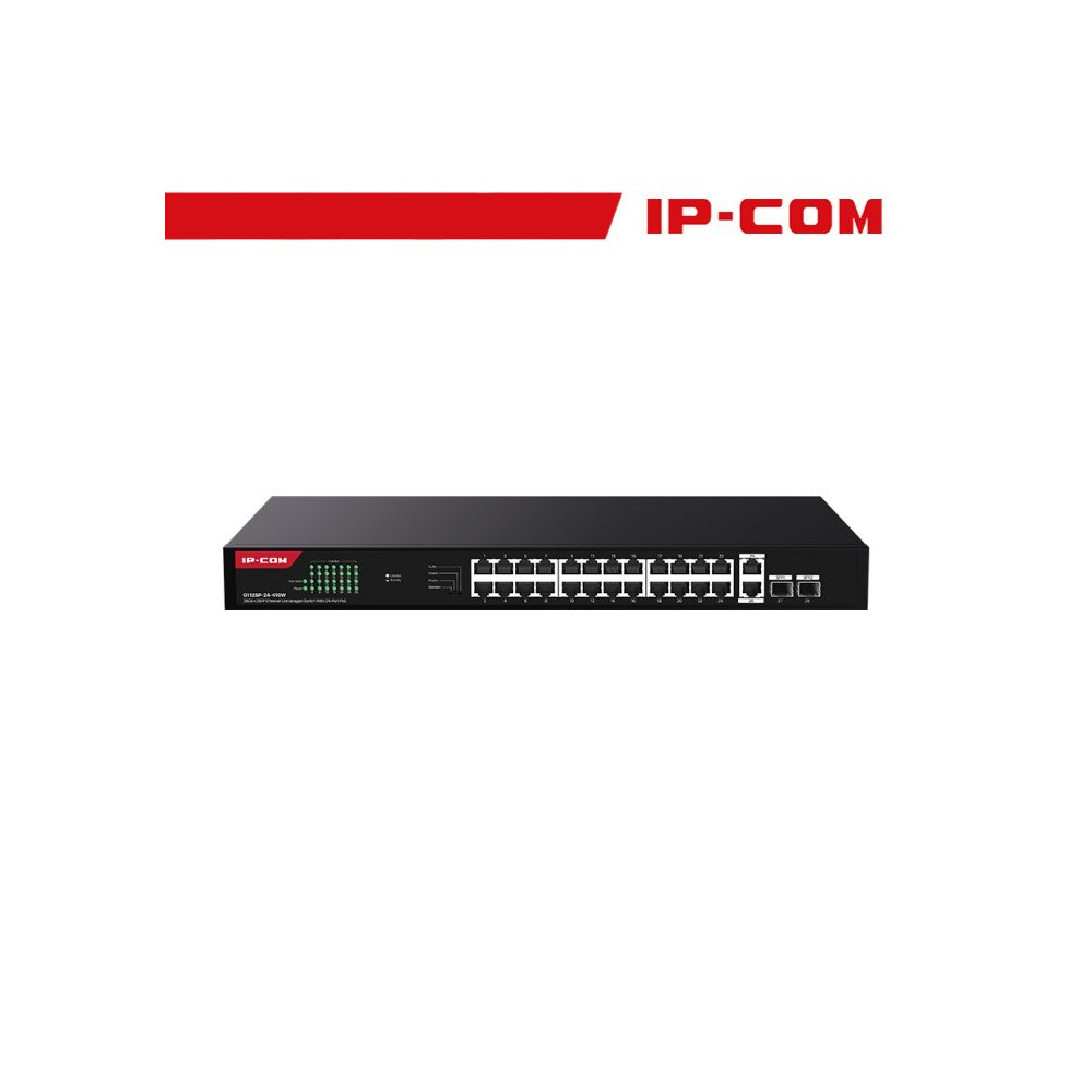 IP-COM Switch Gigabit PoE - 28 porte (24 GE PoE + 2 GE + 2 SFP) | G1128P-24-410W IC-G1128P-410