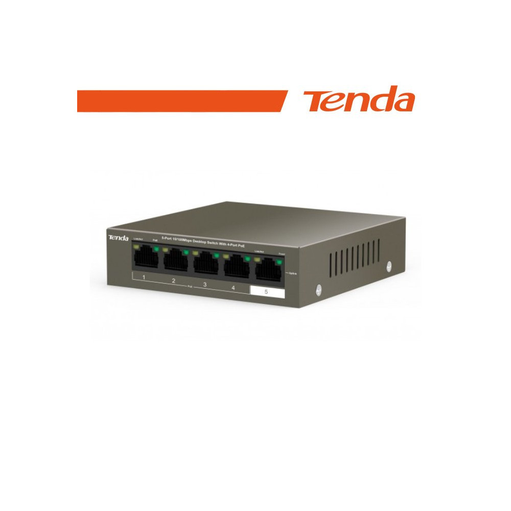 Tenda Switch Fast PoE - 5 porte (4 FE PoE + 1 FE) | TEF1105P-4-38W NT-TEF1105P-38