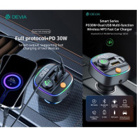 Vivavoce e Carica 30W per auto FM Bluetooth 5.3 con lettore Mp3 e Pendrive DETXFBV513